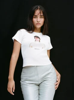 Fashion Aladdin Sane Baby Tee - White Women Tees