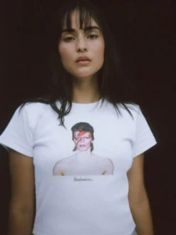 Fashion Aladdin Sane Baby Tee - White Women Tees