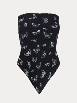 Outlet Handkerchief - Navy Butterfly Women Accessories