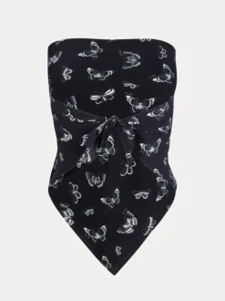 Outlet Handkerchief - Navy Butterfly Women Accessories