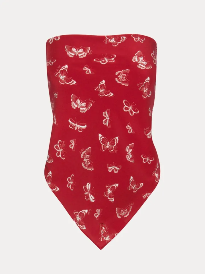 Clearance Handkerchief - Red Butterfly Women Accessories