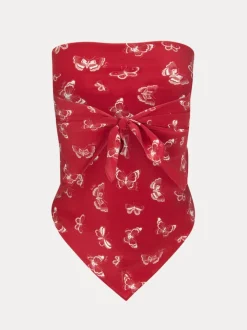 Clearance Handkerchief - Red Butterfly Women Accessories