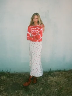 Cheap Heart Long Sleeve Tee - Red Tie Dye Women Tees