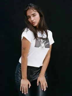 Fashion Owl Eyes Baby Tee - White Women Tees