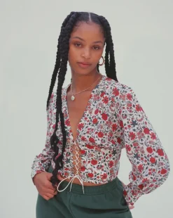 Cheap The Bennie - White Batik Floral Women Tops