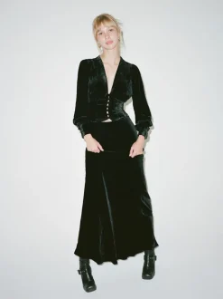 Fashion The Joni - Black Velvet Women Bottoms